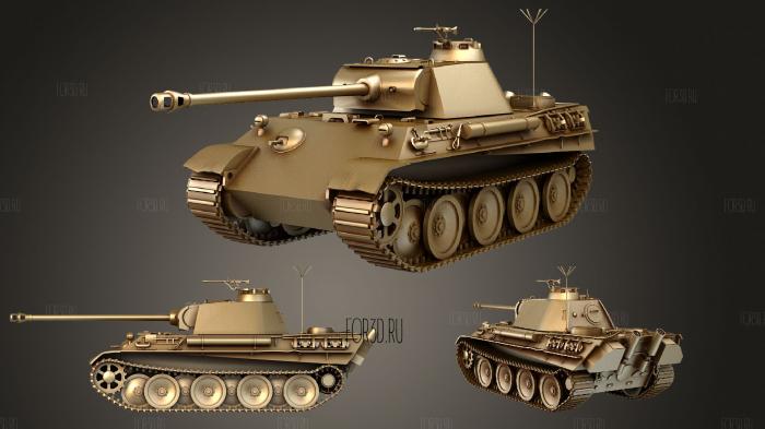 PZV Panther Tank 3D stl model for CNC